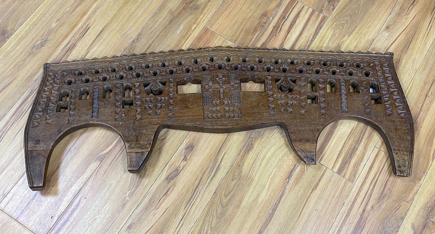 A large Scandinavian carved wood ox yoke, width 110cm